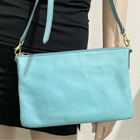 Fossil Bags Fossil Zb57 Tiffany Blue Sydney Top Zip Crossbody Bag Poshmark